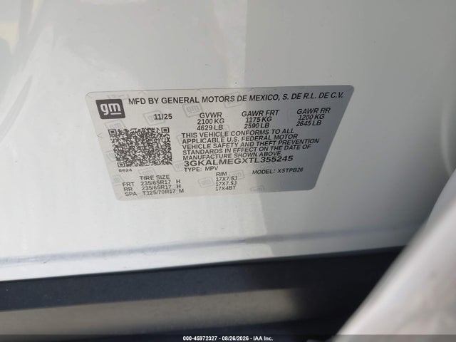 Продаж на аукціоні авто 2026 Gmc Terrain Fwd Elevation, vin: 3GKALMEGXTL355245, номер лоту: 45972327