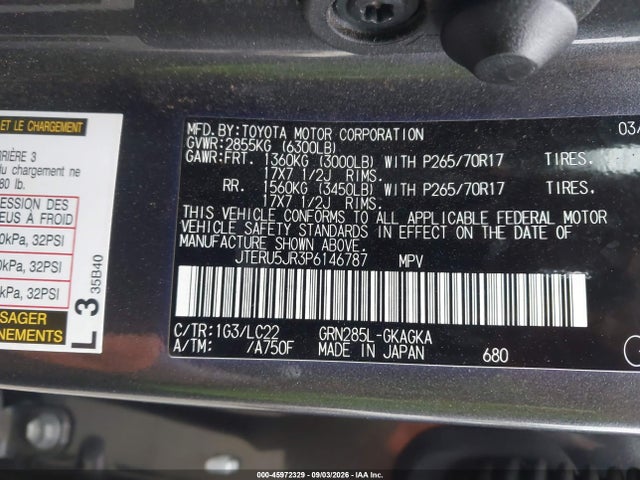 Aukcja sprzedaży 2023 Toyota 4runner Trd Off Road Premium, vin: JTERU5JR3P6146787, numer aukcji: 45972329