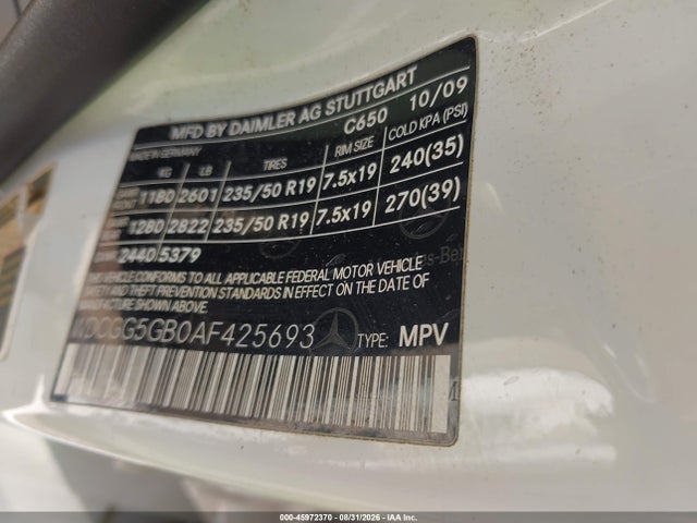 2010 Mercedes-benz Glk 350 მანქანა იყიდება აუქციონზე, vin: WDCGG5GB0AF425693, აუქციონის ნომერი: 45972370