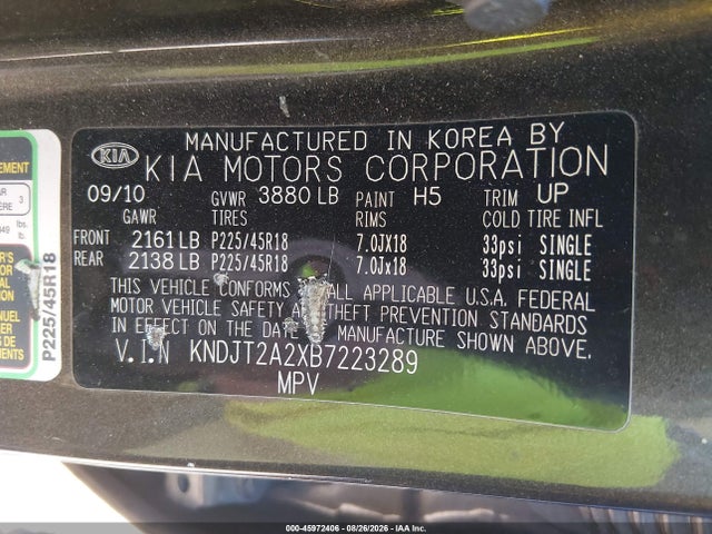 Продажа на аукционе авто 2011 Kia Soul !, vin: KNDJT2A2XB7223289, номер лота: 45972406
