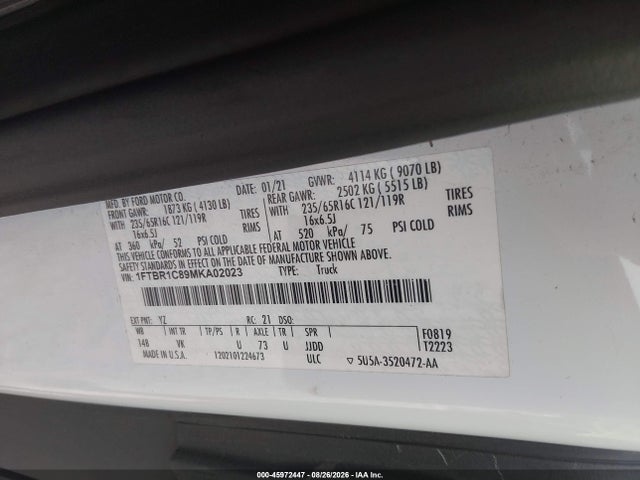 1FTBR1C89MKA02023 Ford Transit-250