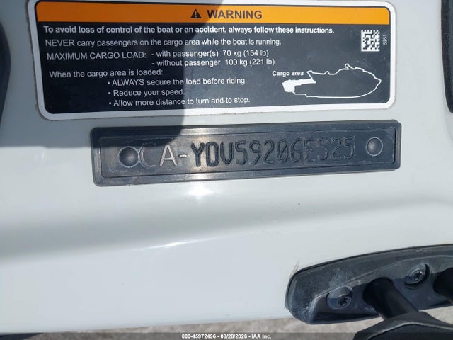 45972496 :رقم المزاد ، YDV59206E525 vin ، 2025 Seadoo Other مزاد بيع