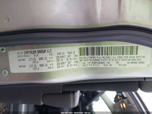 Продажа на аукционе авто 2015 Jeep Cherokee Latitude, vin: 1C4PJMCB5FW523603, номер лота: 45972503