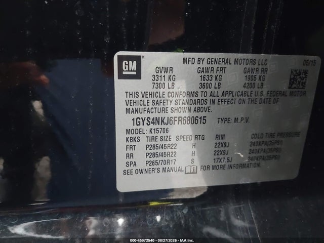 Продажа на аукционе авто 2015 Cadillac Escalade Premium, vin: 1GYS4NKJ6FR680615, номер лота: 45972540