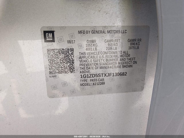 1G1ZD5STXJF130682 Chevrolet MALIBU LT