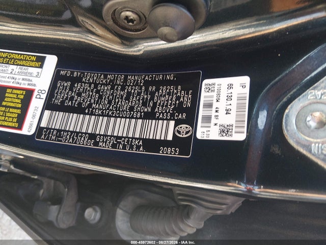 Продаж на аукціоні авто 2012 Toyota Camry Se V6, vin: 4T1BK1FK3CU007681, номер лоту: 45972602