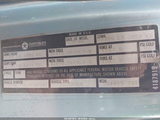 Продажа на аукционе авто 1988 Dodge W-series W150, vin: 1B7HW14Y6JS768661, номер лота: 45972619