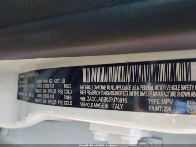 Aukcja sprzedaży 2018 Jeep Renegade Latitude Fwd, vin: ZACCJABB0JPJ70916, numer aukcji: 45972680