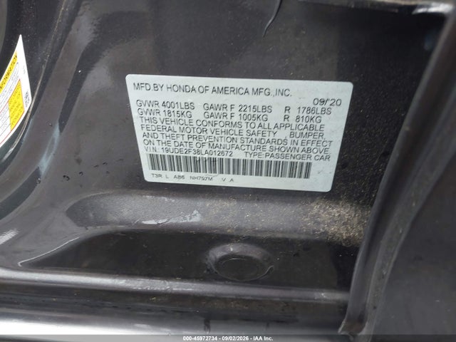 Aukcja sprzedaży 2020 Acura Ilx Standard, vin: 19UDE2F38LA012672, numer aukcji: 45972734