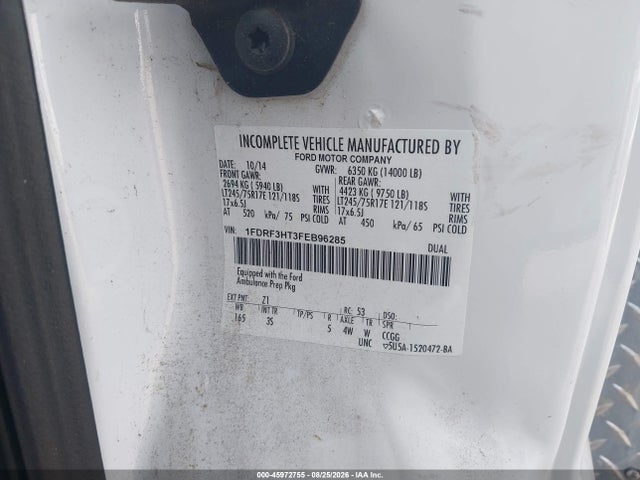 Продаж на аукціоні авто 2015 Ford F-350 Chassis Xlt, vin: 1FDRF3HT3FEB96285, номер лоту: 45972755