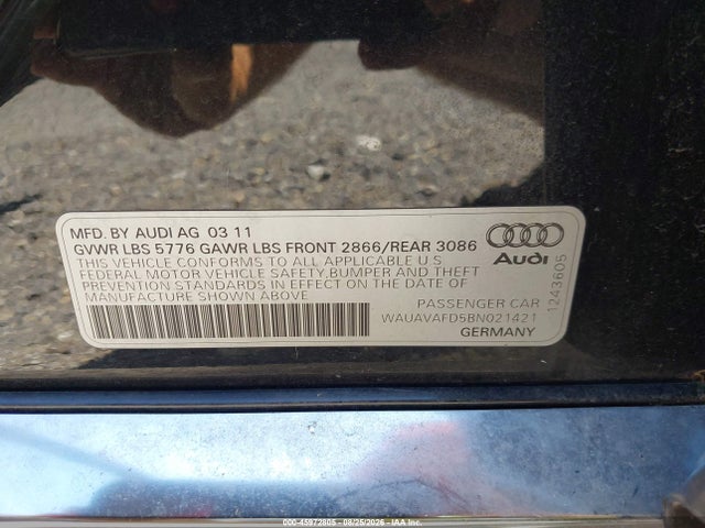Aukcja sprzedaży 2011 Audi A8 4.2 (tiptronic), vin: WAUAVAFD5BN021421, numer aukcji: 45972805