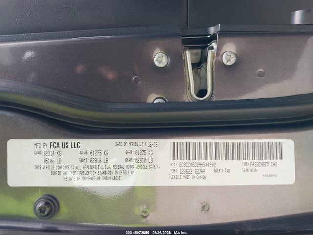 Aukcja sprzedaży 2017 Chrysler 300c, vin: 2C3CCAEG2HH544902, numer aukcji: 45972850
