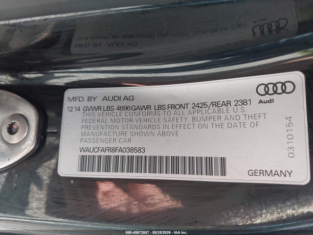 Aukcja sprzedaży 2015 Audi A5 2.0t Premium, vin: WAUCFAFR8FA038583, numer aukcji: 45972857