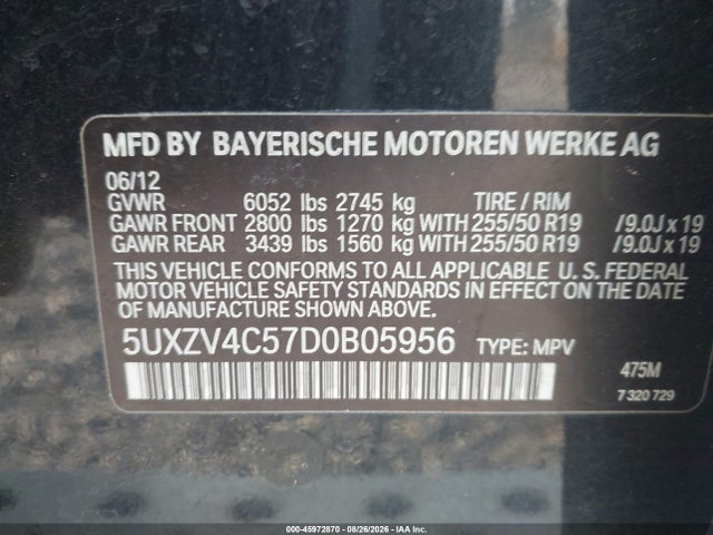 Продаж на аукціоні авто 2013 Bmw X5 Xdrive35i/xdrive35i Premium/xdrive35i Sport Activity, vin: 5UXZV4C57D0B05956, номер лоту: 45972870