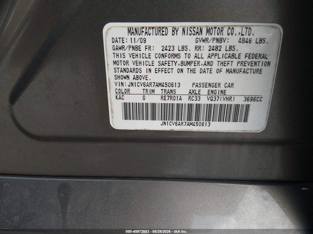 Продажа на аукционе авто 2010 Infiniti G37x, vin: JN1CV6AR7AM450613, номер лота: 45972883