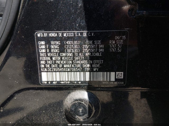 Продажа на аукционе авто 2016 Honda Hr-v Ex, vin: 3CZRU5H5XGM706547, номер лота: 45972891