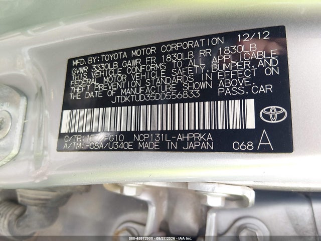 Продажа на аукционе авто 2013 Toyota Yaris Le, vin: JTDKTUD35DD556833, номер лота: 45972900