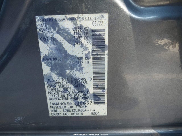 Nissan Altima Sr Intelligent Awd 2022 1N4BL4CW7NN388657 Image 9