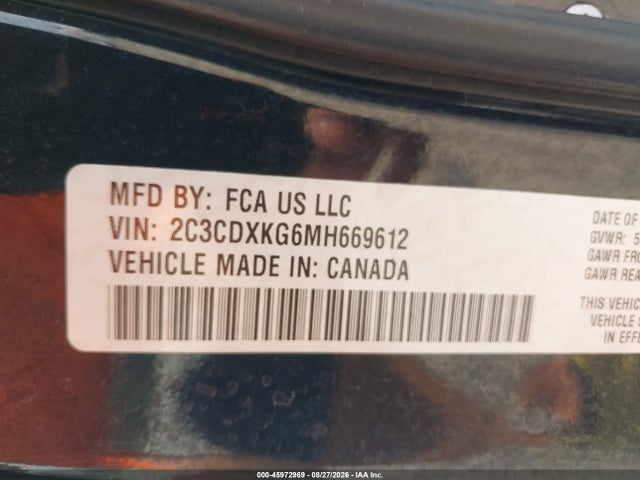 Aukcja sprzedaży 2021 Dodge Charger Police Awd, vin: 2C3CDXKG6MH669612, numer aukcji: 45972969