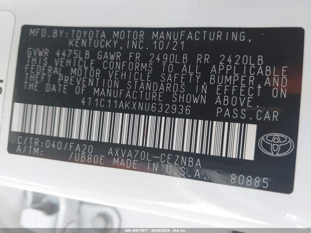 Toyota CAMRY LE 2022 4T1C11AKXNU632936 Image 9