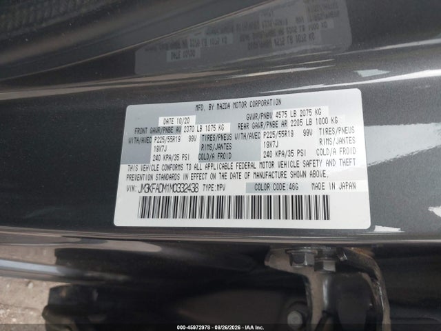 Auction sale of the 2021 Mazda Cx-5 Grand Touring, vin: JM3KFADM1M0332438, lot number: 45972978