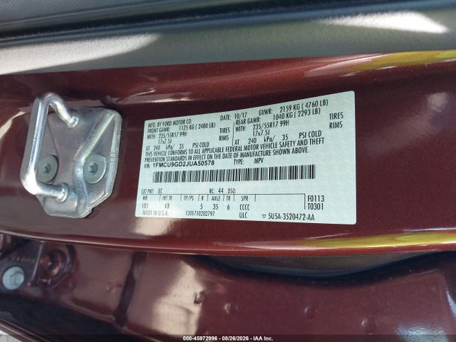 2018 Ford Escape Se მანქანა იყიდება აუქციონზე, vin: 1FMCU9GD2JUA50578, აუქციონის ნომერი: 45972996