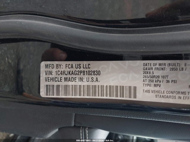 2023 Jeep Grand Cherokee L Altitude 4x4 მანქანა იყიდება აუქციონზე, vin: 1C4RJKAG2P8102830, აუქციონის ნომერი: 45973003