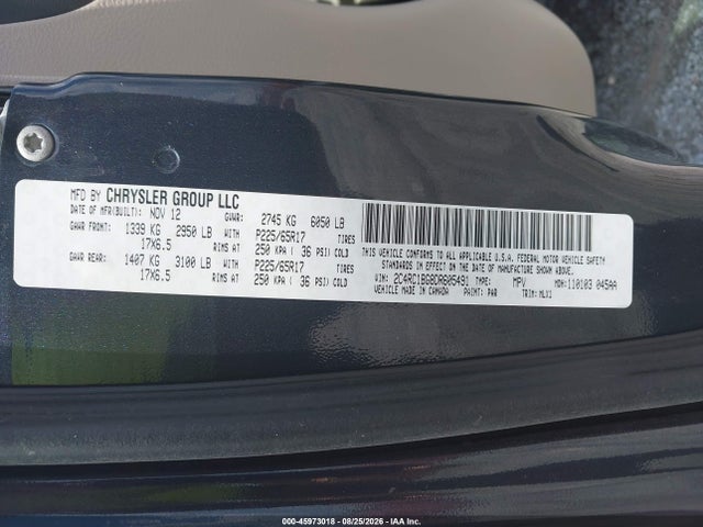 Продаж на аукціоні авто 2013 Chrysler Town & Country Touring, vin: 2C4RC1BG8DR605491, номер лоту: 45973018