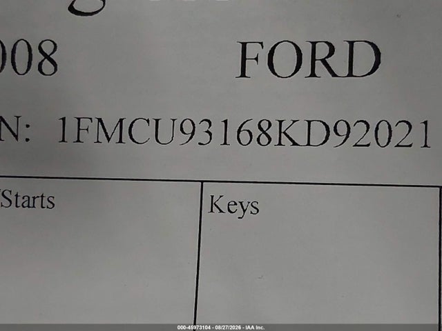 Продажа на аукционе авто 2008 Ford Escape Xlt, vin: 1FMCU93168KD92021, номер лота: 45973104