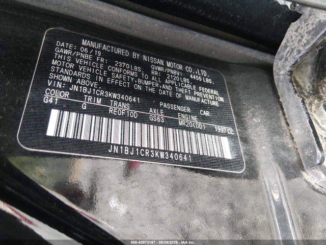 45973197 :رقم المزاد ، JN1BJ1CR3KW340641 vin ، 2019 Nissan Rogue Sport S مزاد بيع