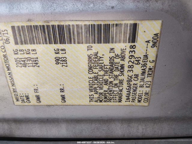 Nissan Maxima 3.5 Platinum 2016 1N4AA6AP8GC382938 Image 9