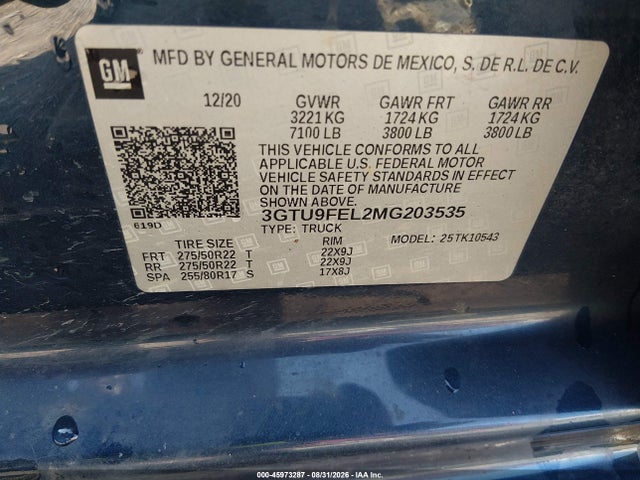 3GTU9FEL2MG203535 GMC Sierra 1500 4wd Short Box Denali