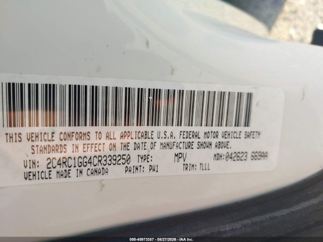 Aukcja sprzedaży 2012 Chrysler Town & Country Limited, vin: 2C4RC1GG4CR339250, numer aukcji: 45973357