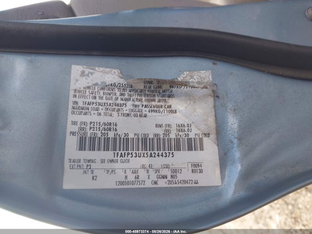45973374 :رقم المزاد ، 1FAFP53UX5A244375 vin ، 2005 Ford Taurus Se مزاد بيع