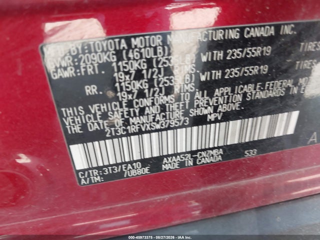 Aukcja sprzedaży 2025 Toyota Rav4 Xle Premium, vin: 2T3C1RFVXSW379573, numer aukcji: 45973375