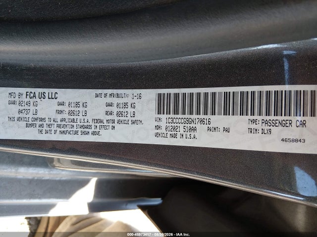 Aukcja sprzedaży 2016 Chrysler 200 C Platinum, vin: 1C3CCCCG9GN170616, numer aukcji: 45973417