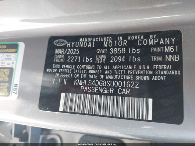 Продажа на аукционе авто 2025 Hyundai Elantra Sel Convenience, vin: KMHLS4DG8SU001622, номер лота: 45973450