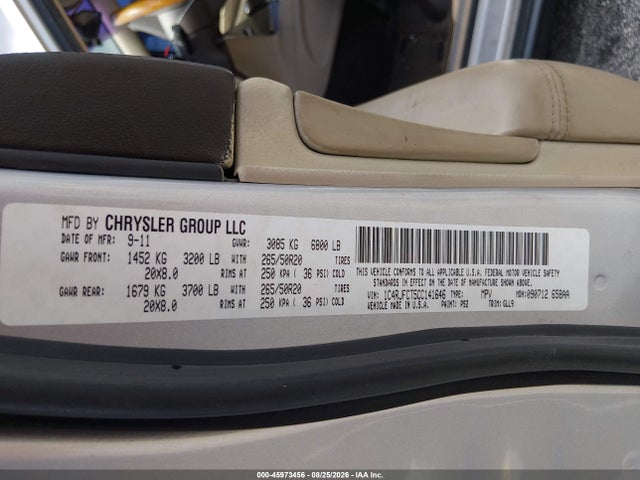 Продаж на аукціоні авто 2012 Jeep Grand Cherokee Overland, vin: 1C4RJFCT5CC141646, номер лоту: 45973456