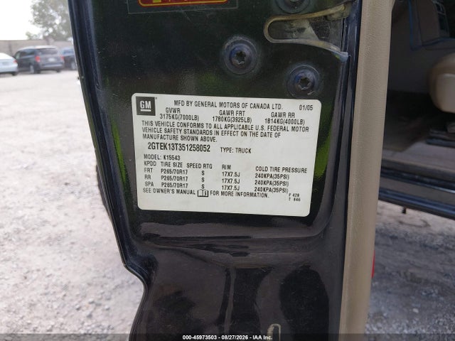 Aukcja sprzedaży 2005 Gmc Sierra 1500 Slt, vin: 2GTEK13T351258052, numer aukcji: 45973503