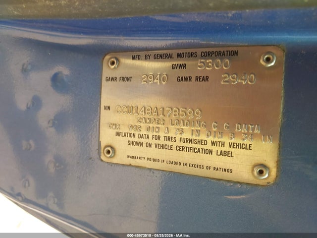 45973518 :رقم المزاد ، CCU148A178599 vin ، 1978 Chevrolet C10 مزاد بيع