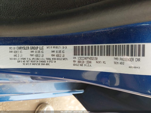 Продажа на аукционе авто 2015 Chrysler 200 Limited, vin: 1C3CCCAB7FN552150, номер лота: 45973587