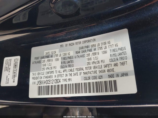 JM3KKAHD0S1210604 Mazda Cx-90 3.3 Turbo Select Package