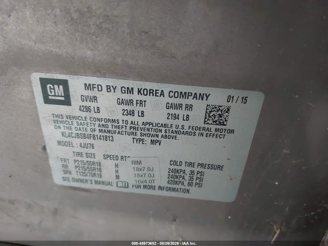 Aukcja sprzedaży 2015 Buick Encore Convenience, vin: KL4CJBSB4FB141813, numer aukcji: 45973652