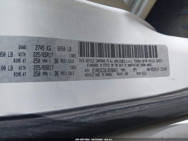 2018 Dodge Grand Caravan Sxt მანქანა იყიდება აუქციონზე, vin: 2C4RDGCG0JR266011, აუქციონის ნომერი: 45973694