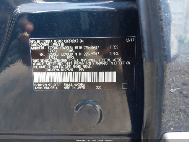 Aukcja sprzedaży 2018 Toyota Rav4 Hybrid Xle, vin: JTMRJREVXJD192860, numer aukcji: 45973700