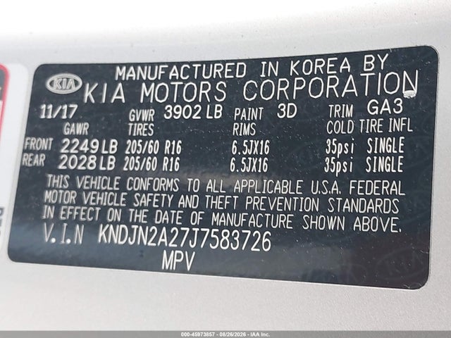 Продаж на аукціоні авто 2018 Kia Soul, vin: KNDJN2A27J7583726, номер лоту: 45973857