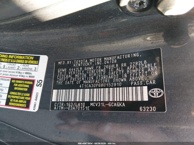 Aukcja sprzedaży 2008 Toyota Camry Solara Sle, vin: 4T1CA30P68U152910, numer aukcji: 45973934