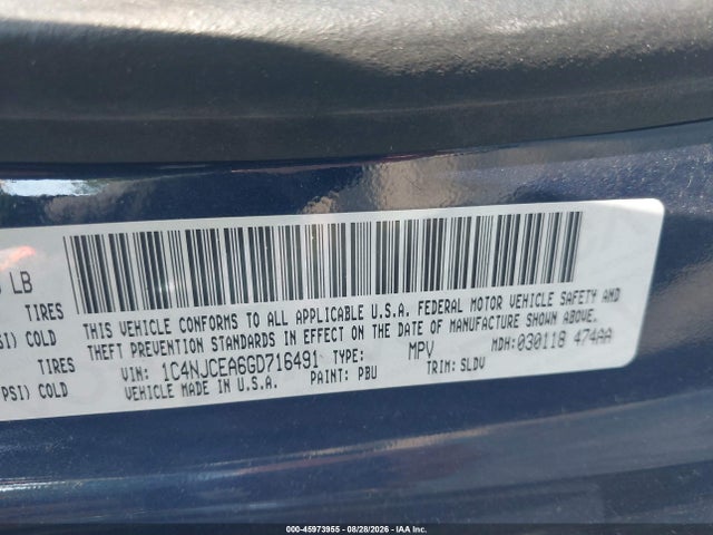 45973955 :رقم المزاد ، 1C4NJCEA6GD716491 vin ، 2016 Jeep Compass High Altitude Edition مزاد بيع