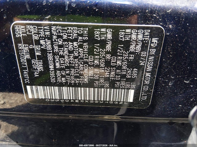 Продажа на аукционе авто 2024 Nissan Rogue Sv Intelligent Awd, vin: JN8BT3BBXRW439530, номер лота: 45973996