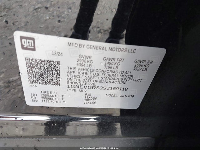 Aukcja sprzedaży 2025 Chevrolet Traverse Awd Lt, vin: 1GNEVGRS3SJ159118, numer aukcji: 45974019